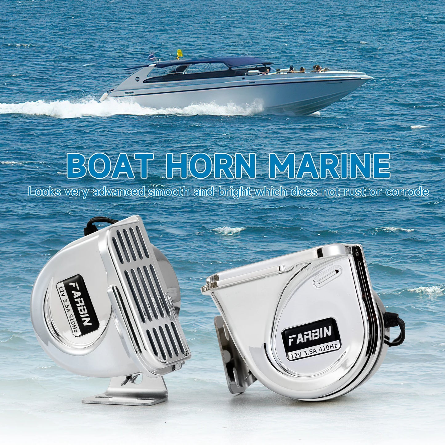 ALLREY 12V Marine Snail Electric Horn Stainless Steel Waterproof