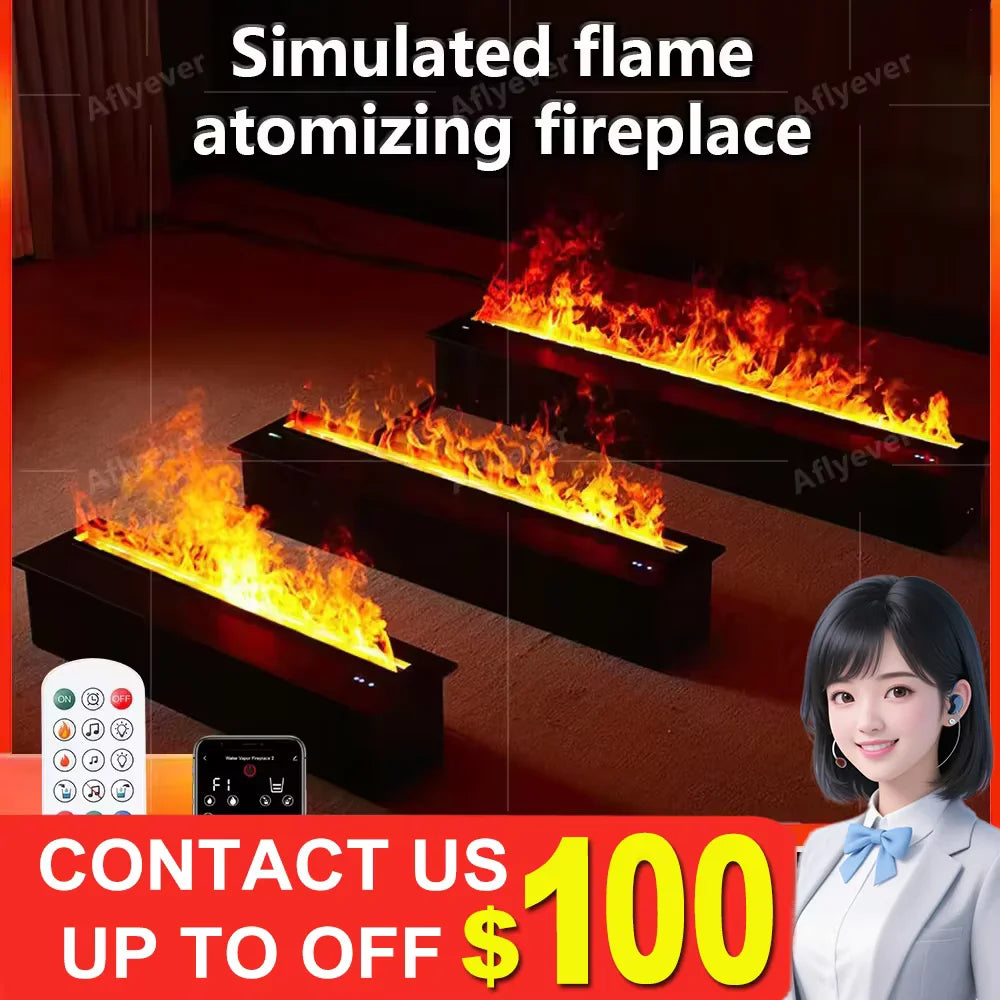 AFLYEVER Intelligent Water Replenishment 3D Atomization Fireplace