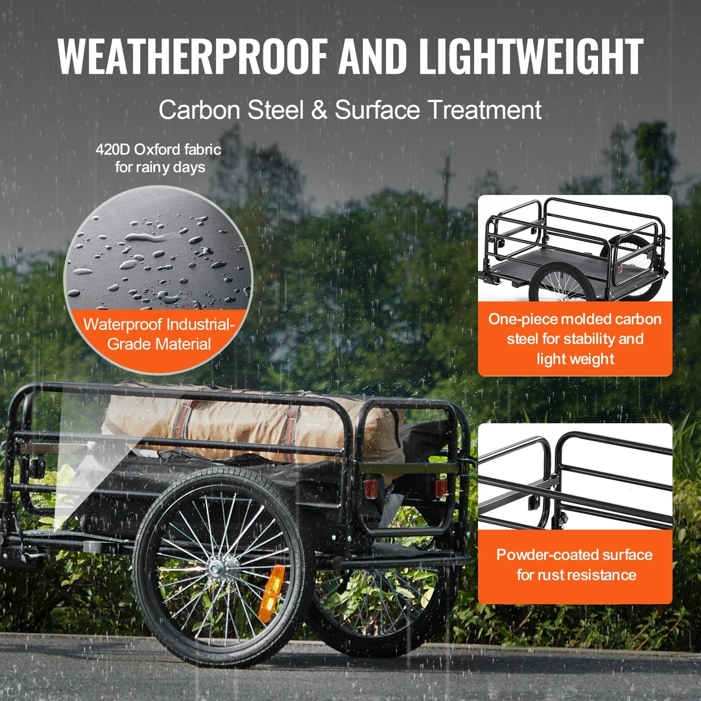 Foldable Bike Cargo Trailer for Hauling Gear