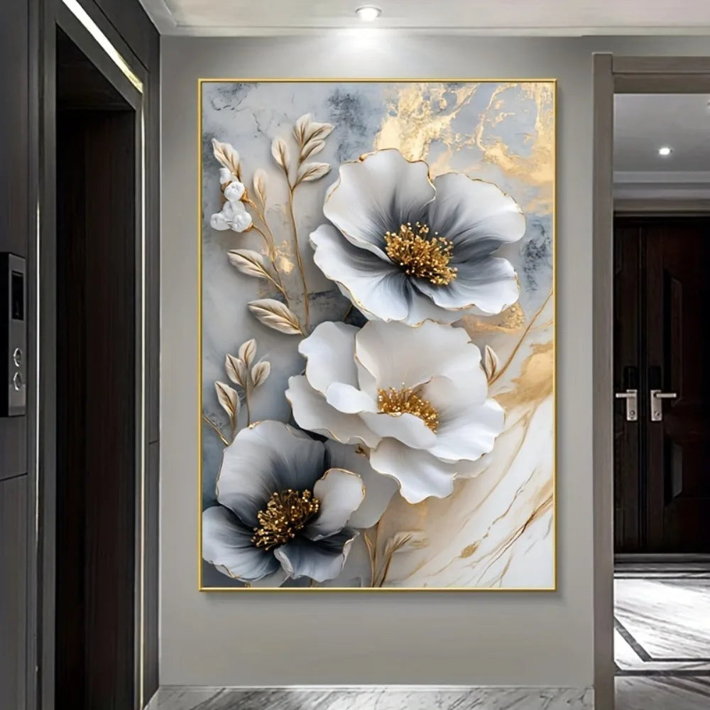 Modern Luxury Floral Canvas Mural Framed 3D Painting