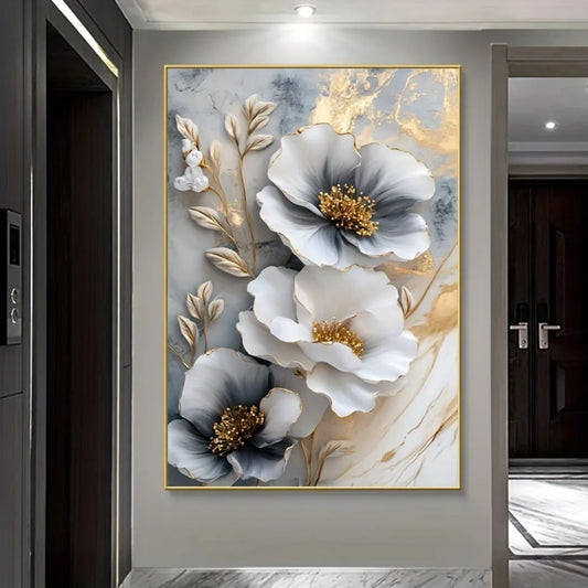 Modern Luxury Floral Canvas Mural Framed 3D Painting