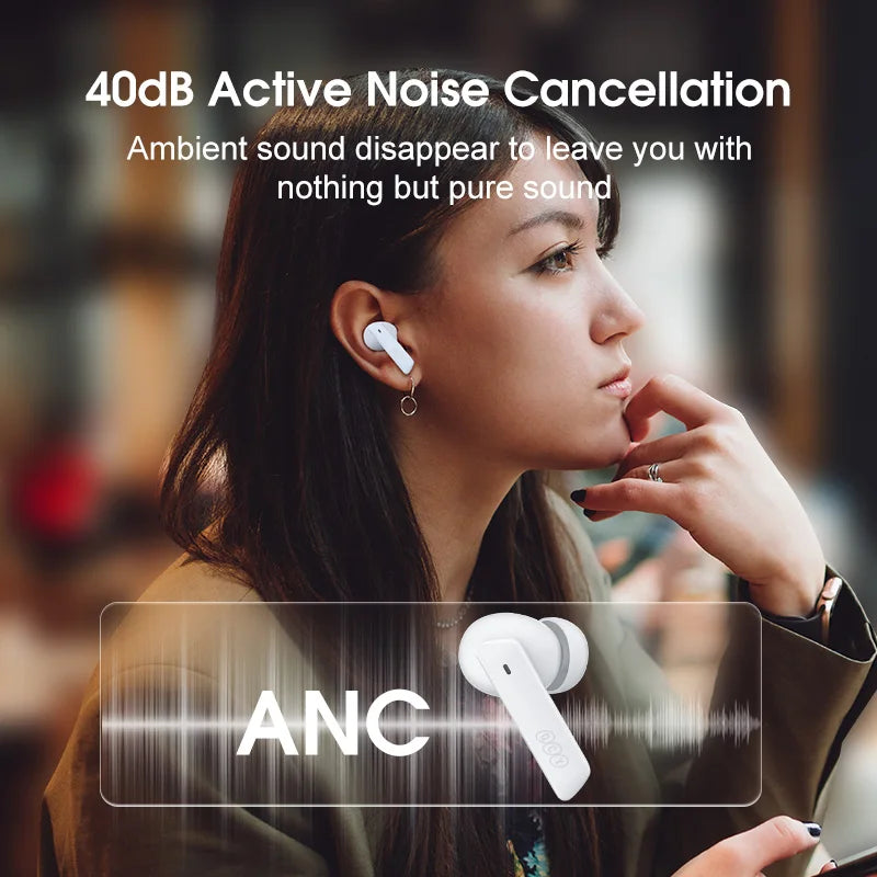 QCY HT05 ANC Wireless Earbuds 40dB Noise Cancellation Bluetooth 5.2