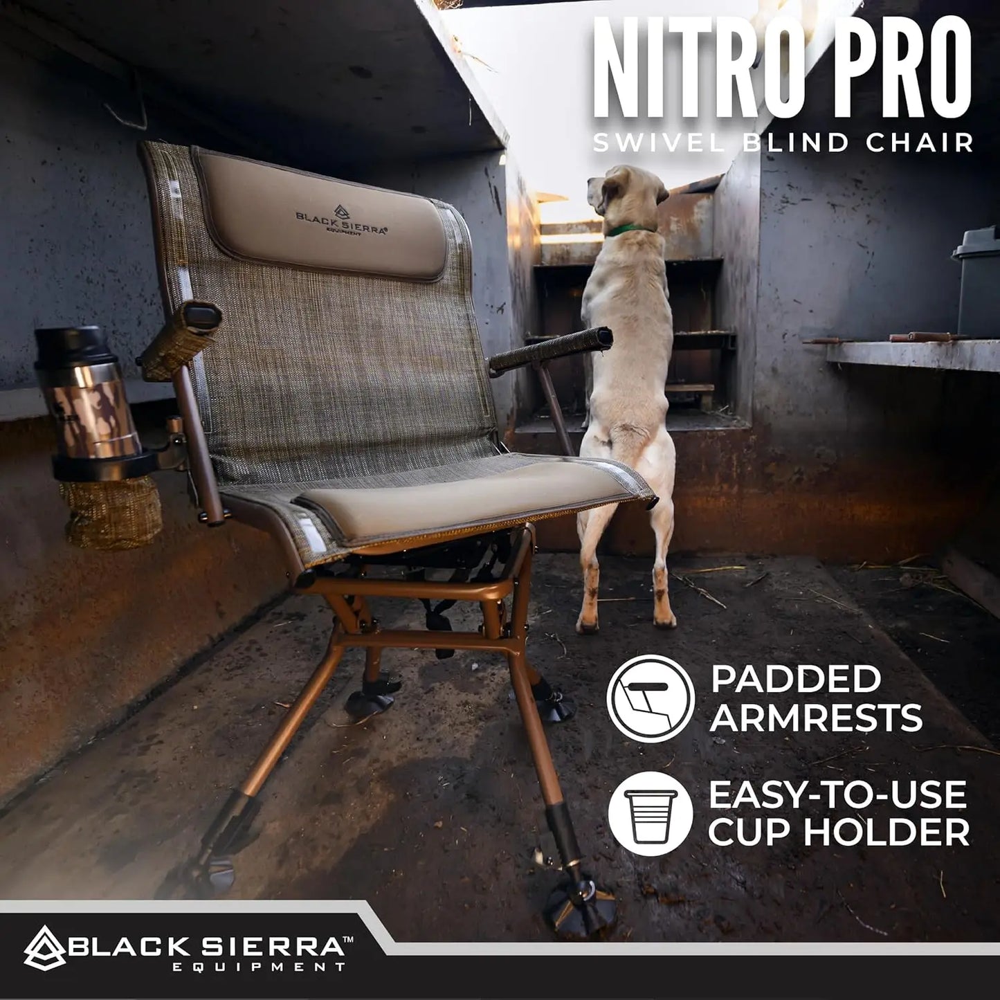 Heavy Duty 360 Swivel Hunting Chair With Padded Armrests