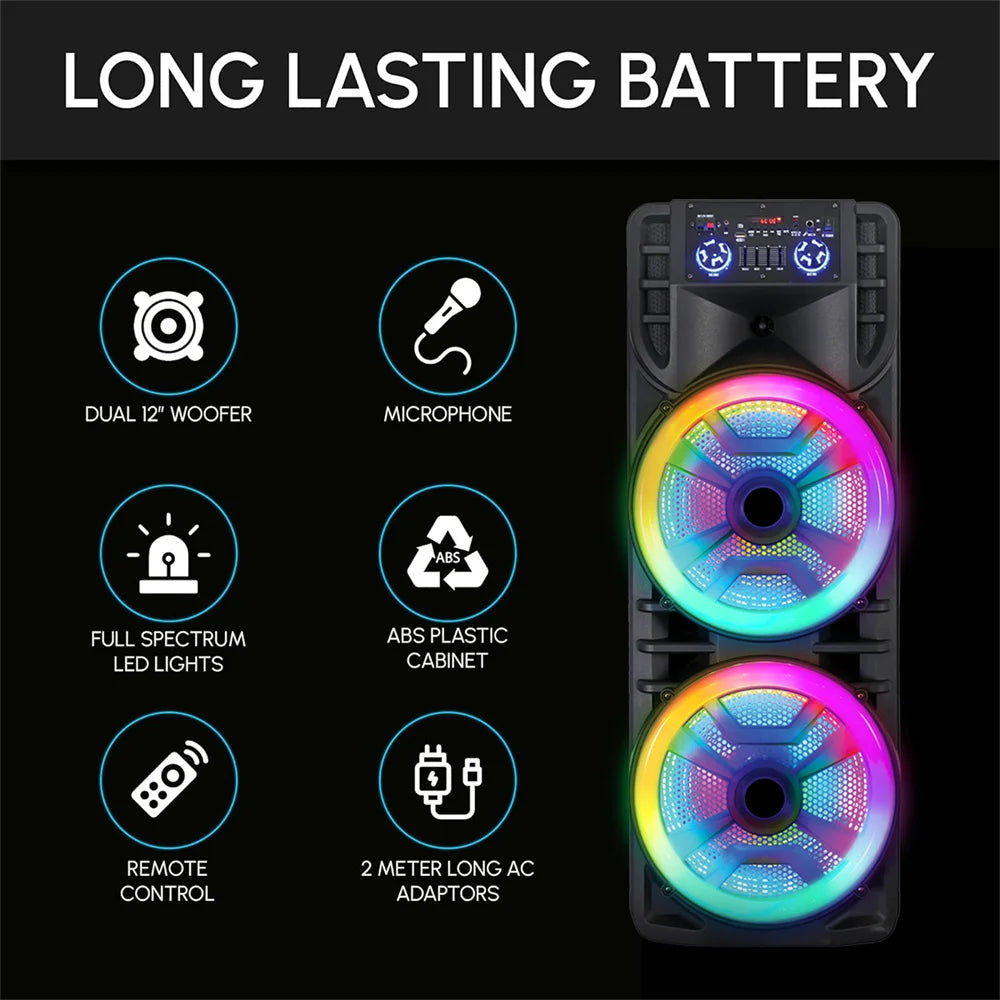 CURUK 8000W Peak Bluetooth Party Speaker Dual Subwoofer