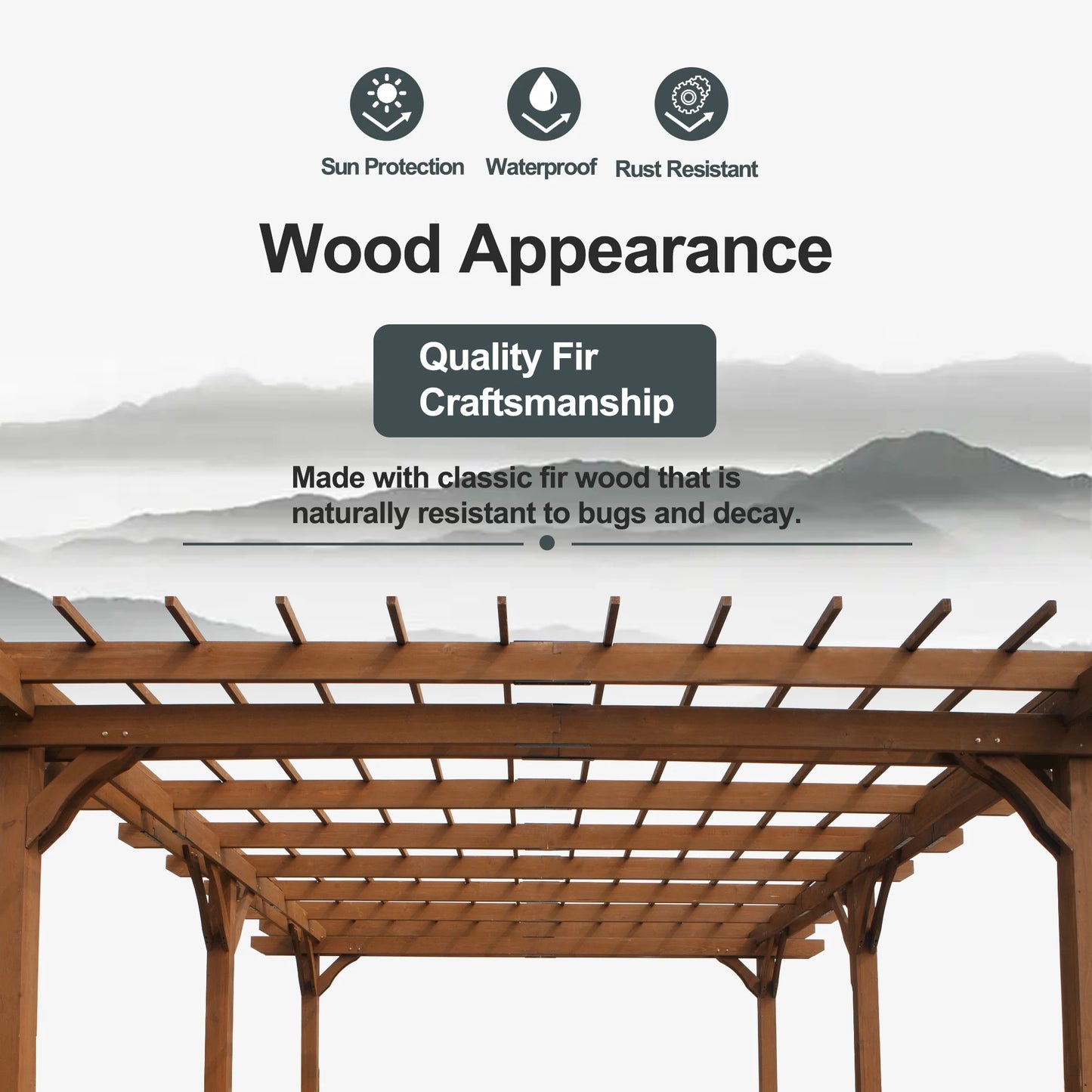 LZBEITEM Solid Fir Wood Pergola For Climbing Plants Garden