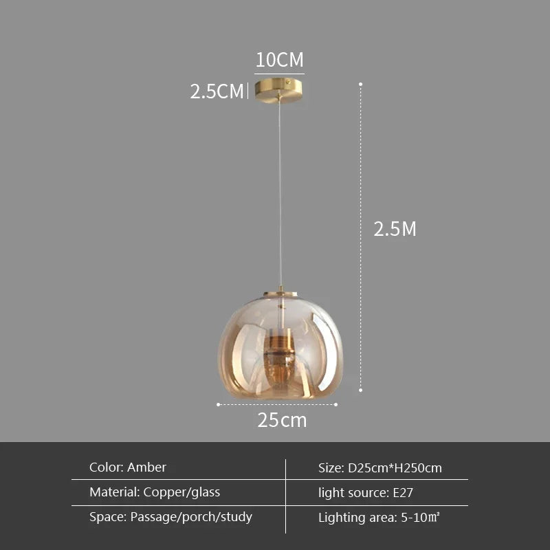 Nordic Modern Glass Ceiling Light E27 Fixture