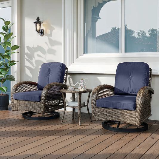 HOOMIC 3 Piece Outdoor Patio Bistro Set Cushioned Chairs