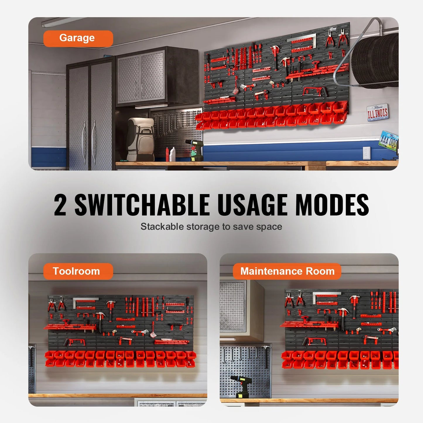 SucceBuy Wall Mounted Storage Bins Organizer for Garage and Home