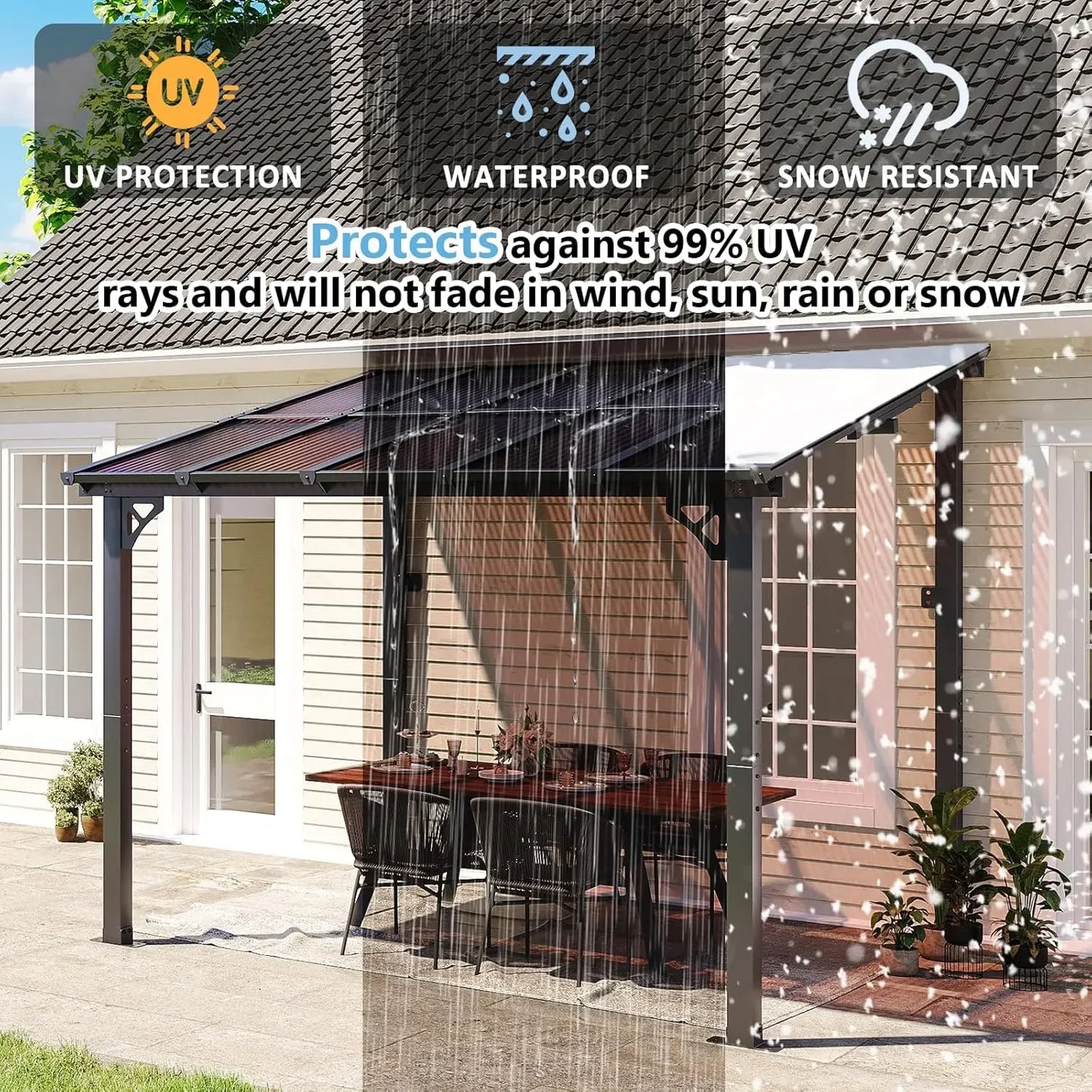 Aoxun Gazebo for Patio Pergola with Sloped Roof and Awnings