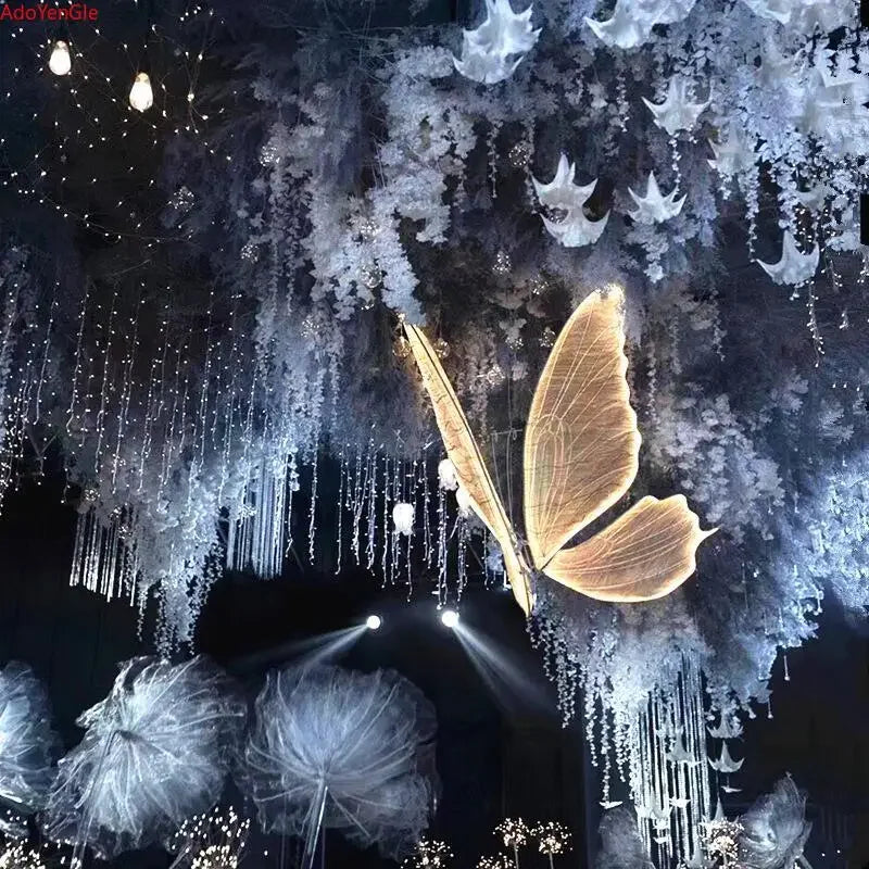 Romantic Butterfly LED Lace Ceiling Light For Wedding Decor