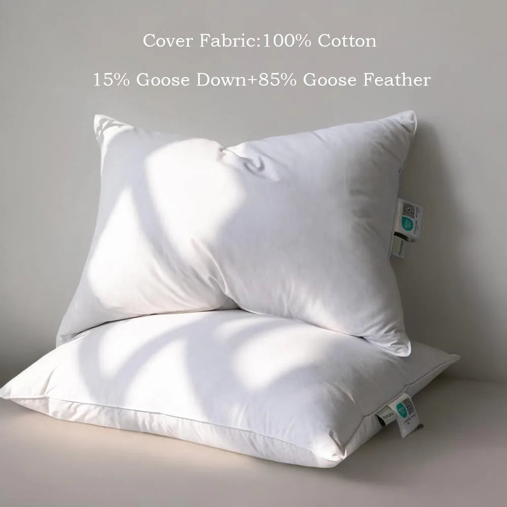 WQSPRINGCN Goose Down Pillows Luxury Soft Cotton Cover Hotel Collection