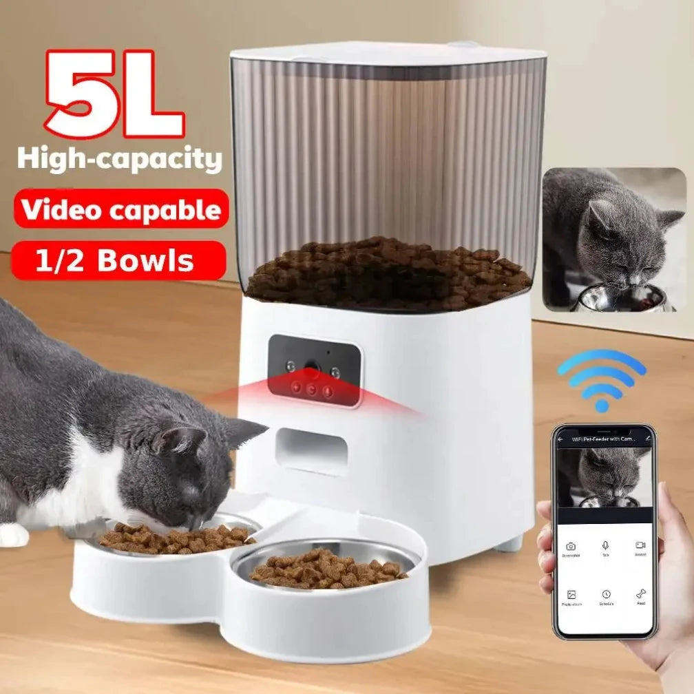 Smart Pet Feeder With Camera And WiFi Dispenser For Cats