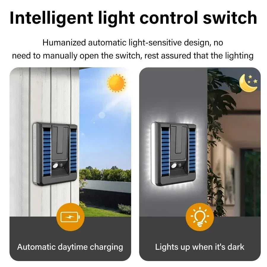 Solar Outdoor Wall Lights With Motion Sensor LED 120 Degree Wide Angle