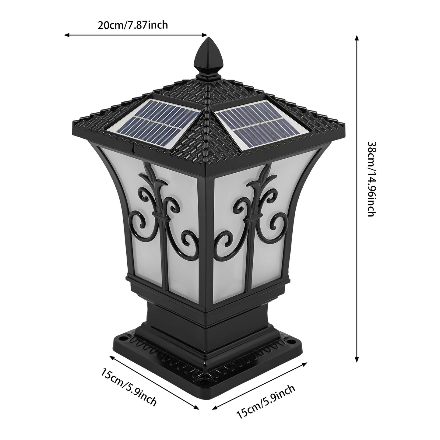 Outdoor Solar Post Light IP44 Pillar Lamp With Weatherproof