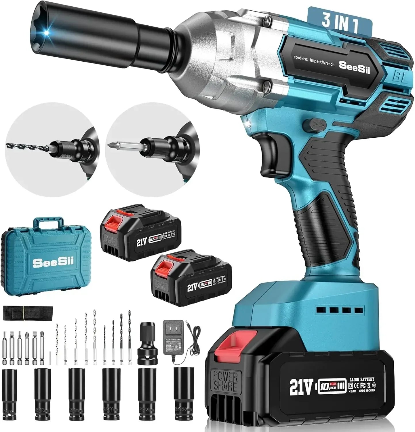 Seesii WH700 Cordless Brushless Impact Wrench Battery Included