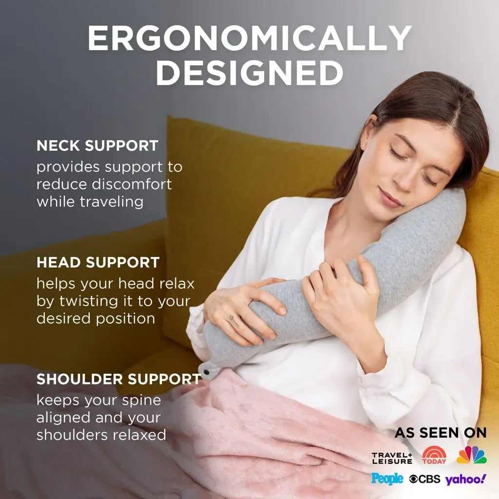 Twist Memory Foam Travel Pillow For Airplanes With Neck Support