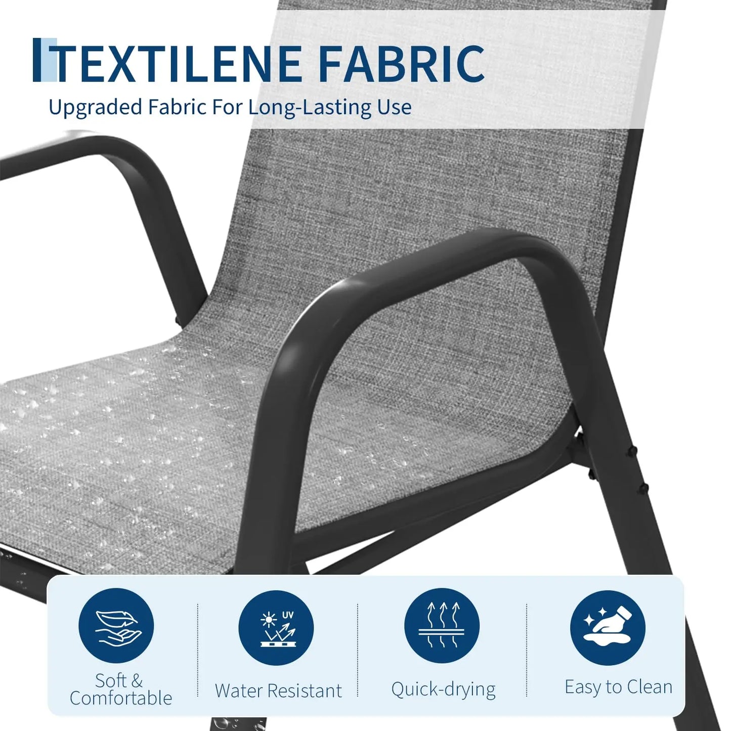 HiMISS Stackable Outdoor Patio Chairs Set All Weather Textilene