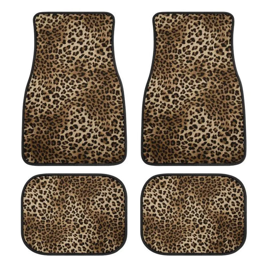 Leopard Print Car Floor Mats 4-Piece Universal Fit