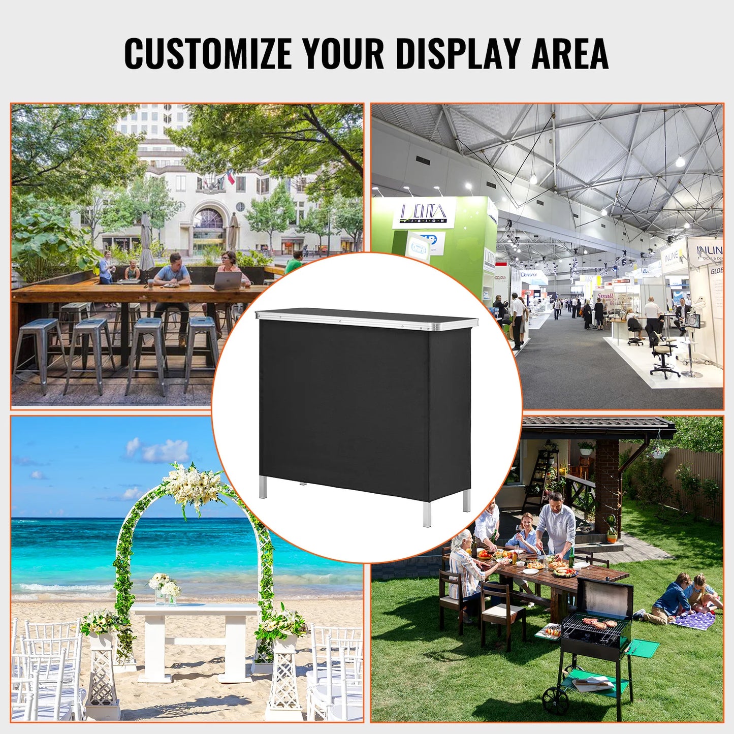 SucceBuy Folding Portable Bar Table With Carrying Case For Tradeshows