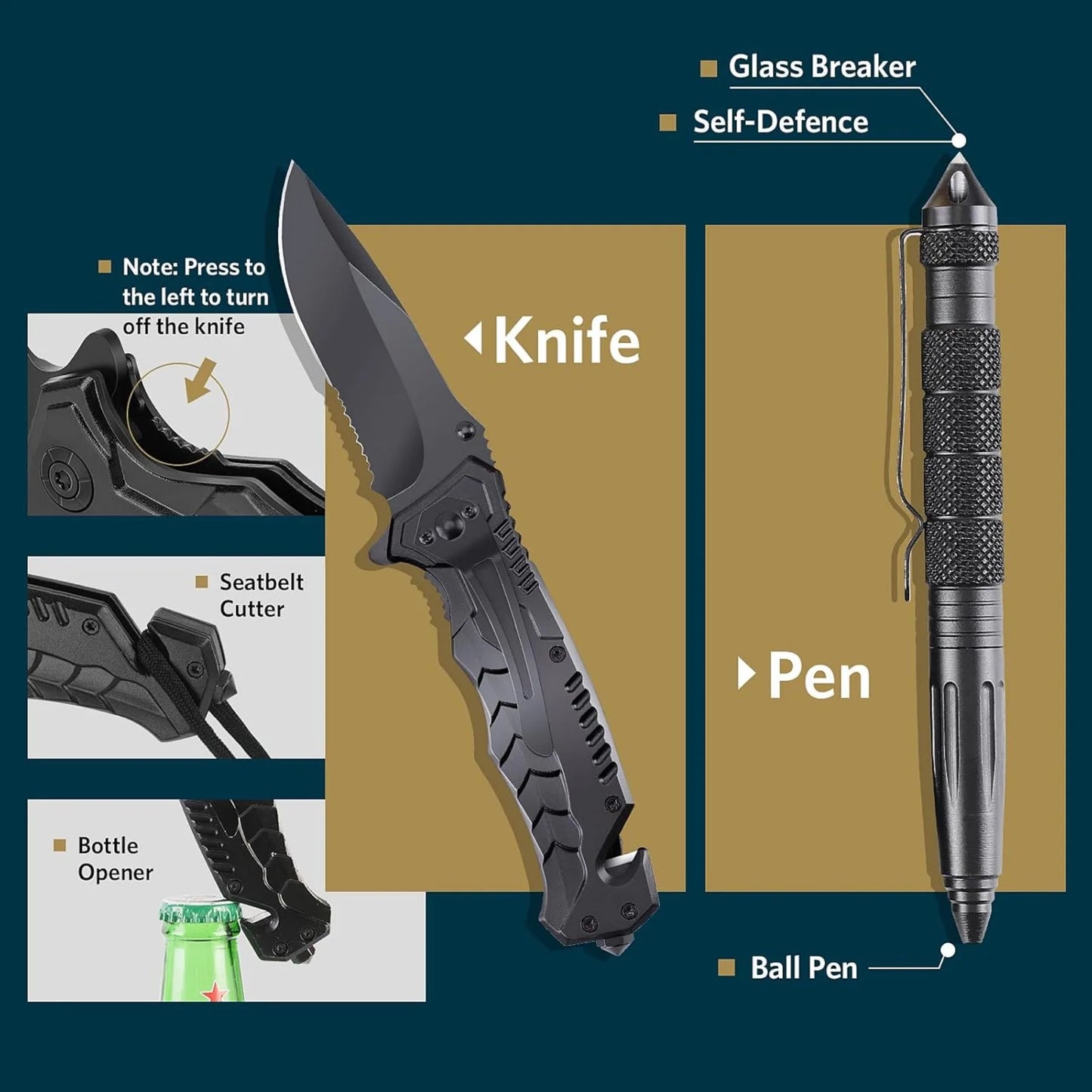 Survival pack, 13 integrated survival equipment and devices, tactical tools, camping, hiking, hunting, outdoor exploration