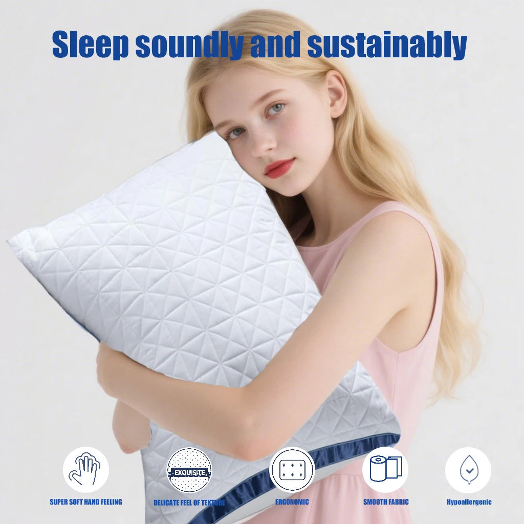 NONECN Luxury Hotel Quality Bed Pillows Set Of 2 For All Sleepers
