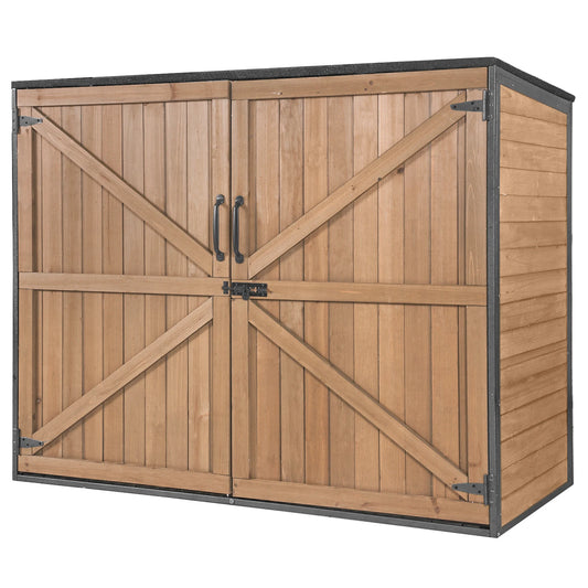 Outdoor Metal-Frame Storage Shed For Trash Cans And Tools Weatherproof