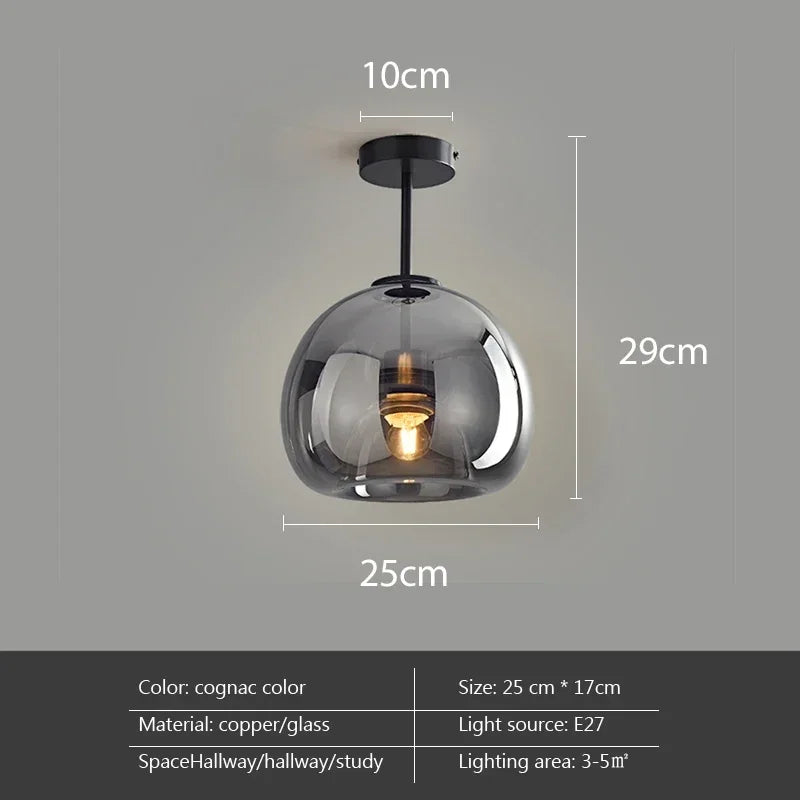 Nordic Modern Glass Ceiling Light E27 Fixture