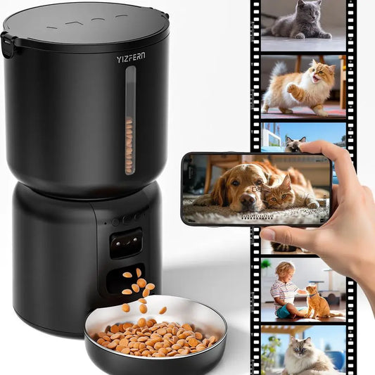 Automatic Cat Feeder With Camera Night Vision Dual Power