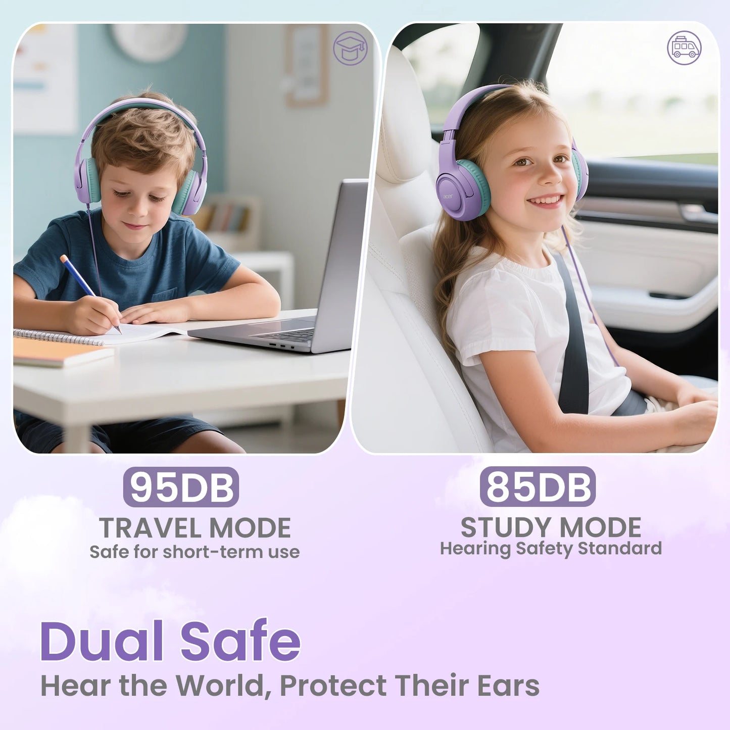 Acer Kids Wired Headphones With Volume Limiter For School