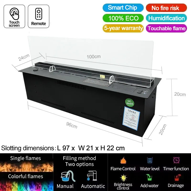 AFLYEVER Intelligent Water Replenishment 3D Atomization Fireplace