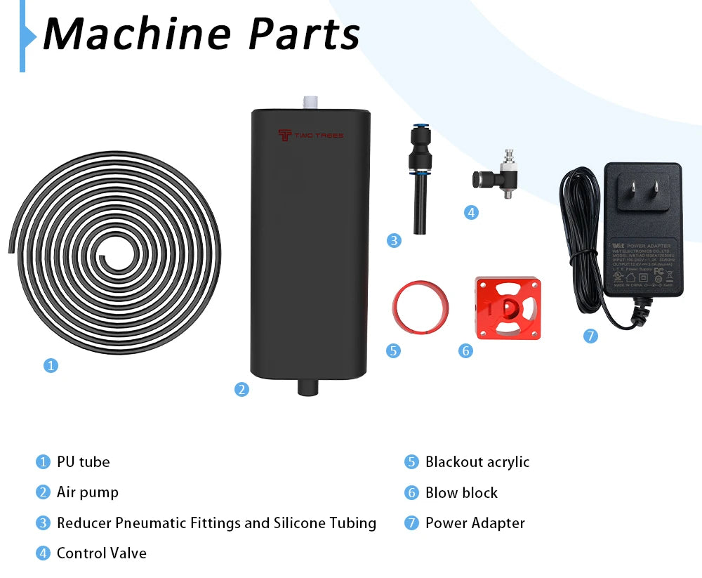 Twotrees low-noise laser engraving machine pneumatic auxiliary pump kit, airflow 10-30L/min, for cutter smoke and dust removal