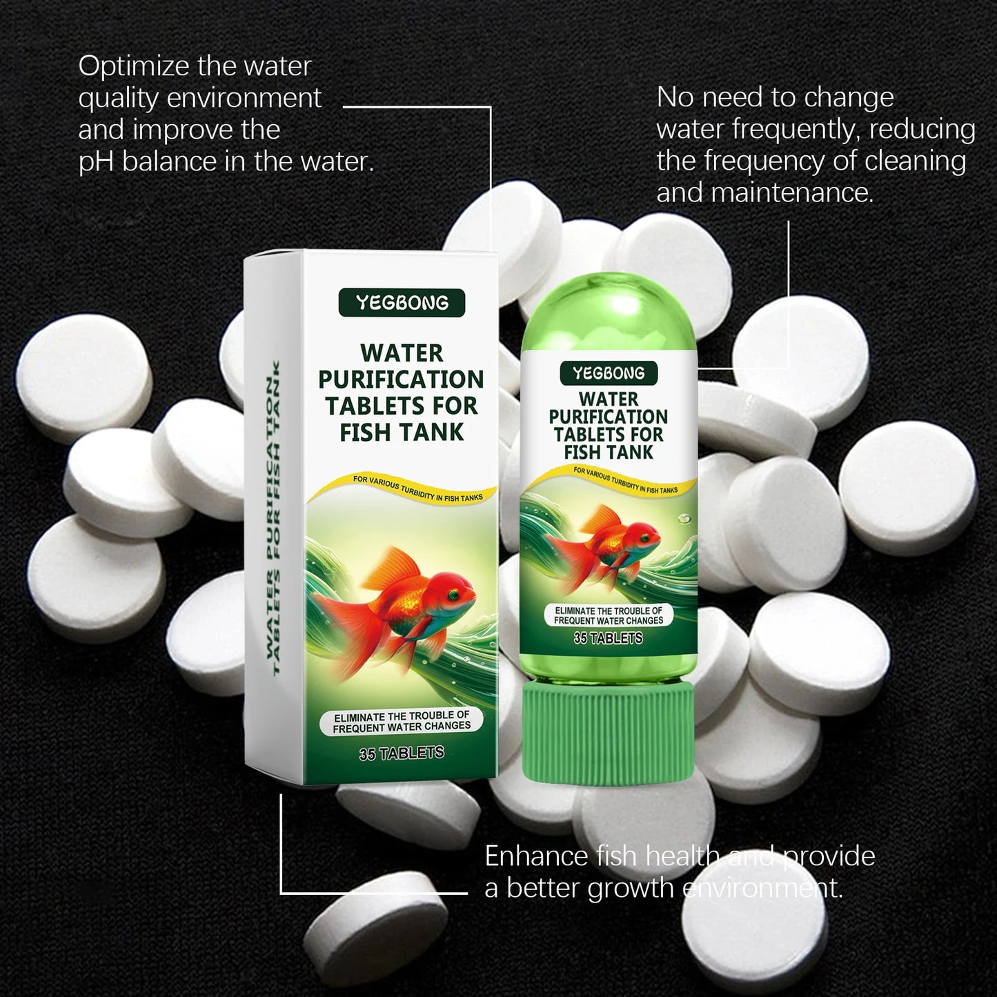 Fish Tank Water Purification Tablets For Clear Algae Free Aquariums