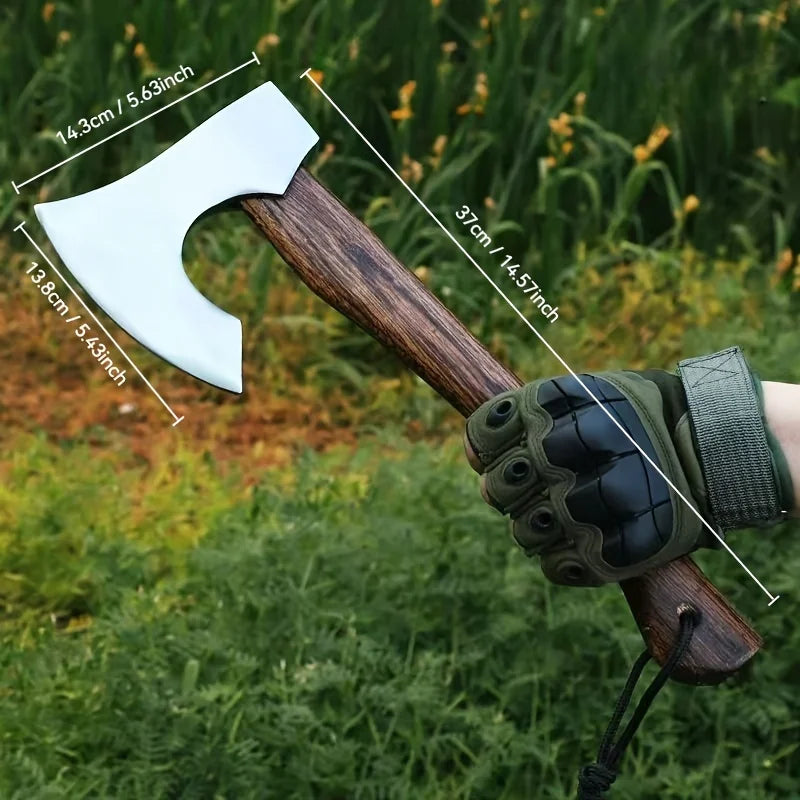 NONEDIY Hand Forged Viking Tomahawk Axe Outdoor High Manganese Steel