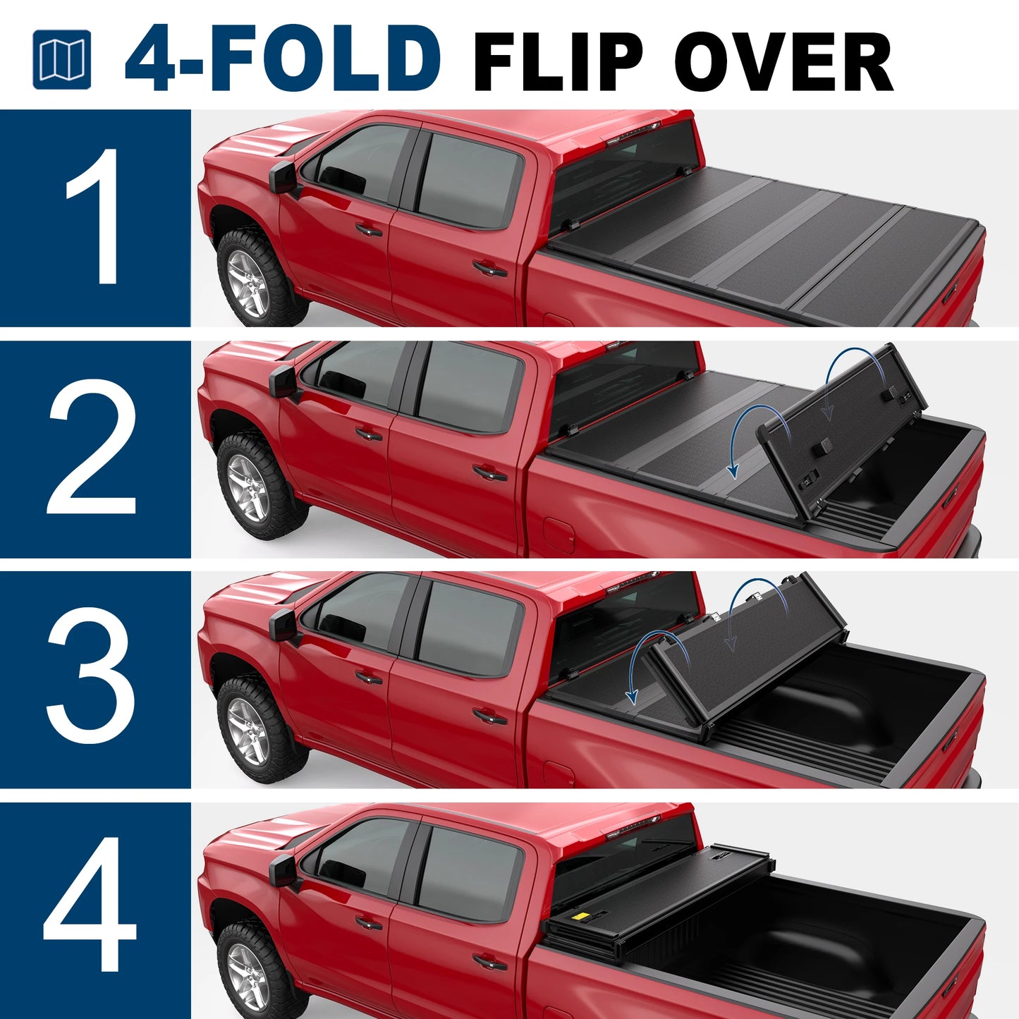 4-Fold FRP Hard Tonneau Cover For Silverado Sierra 2500HD 3500HD