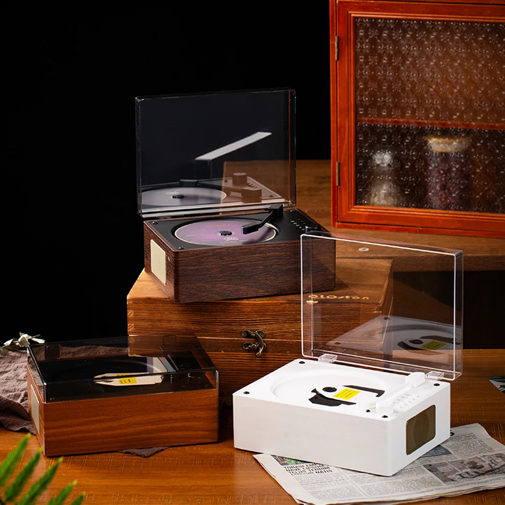 Shunmaii Retro CD Player Desktop Bluetooth 5.0 Speaker USB AUX