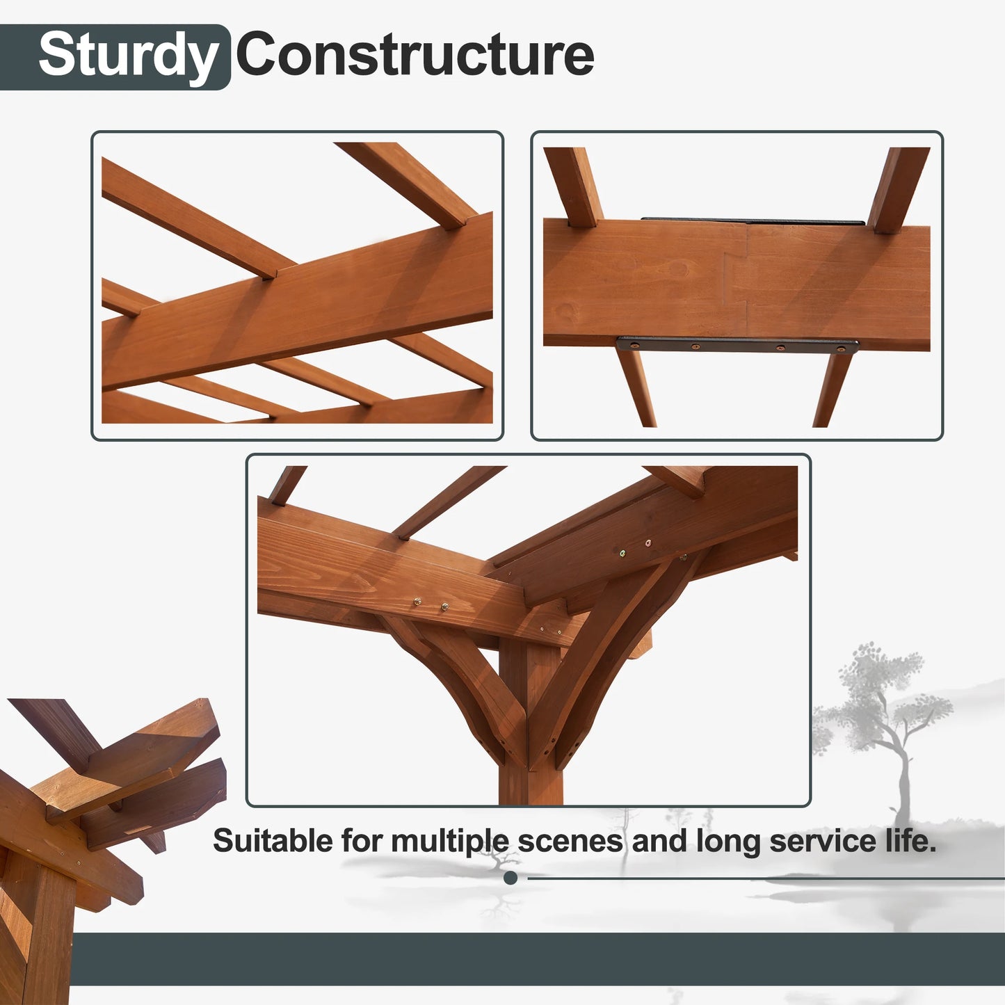 LZBEITEM Solid Fir Wood Pergola For Climbing Plants Garden