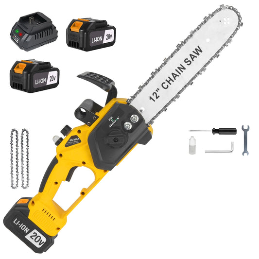 TEGATOK 12 Inch 1200W Cordless Chainsaw With Dual Batteries