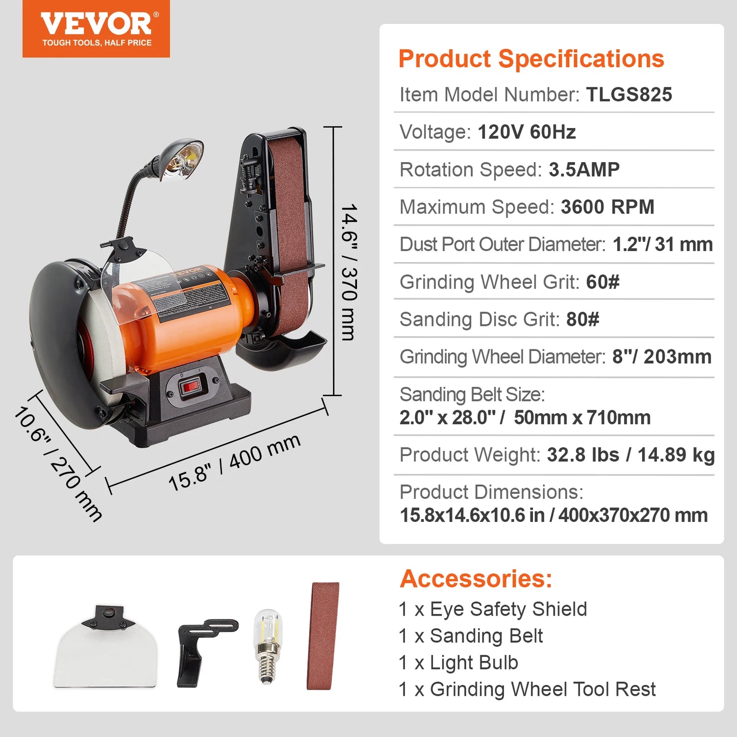 SucceBuy Belt Disc Sander Combo With 5A Induction Motor Woodworking Grinder