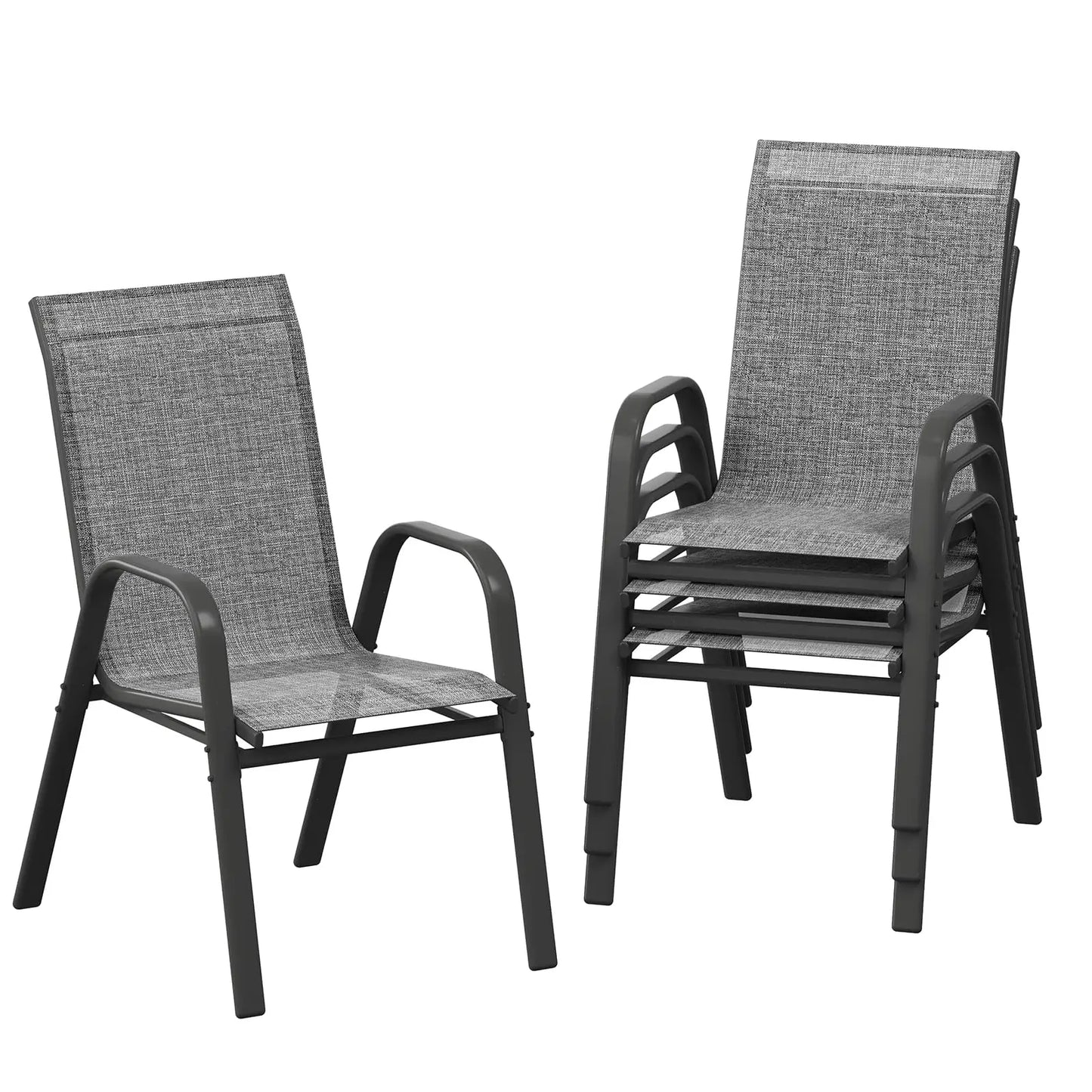 HiMISS Stackable Outdoor Patio Chairs Set All Weather Textilene