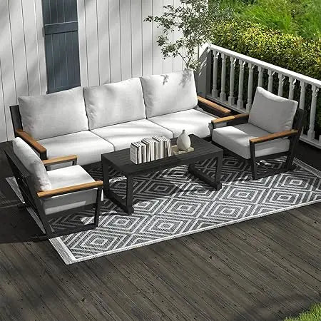 Aluminum Outdoor Patio Conversation Set With Table