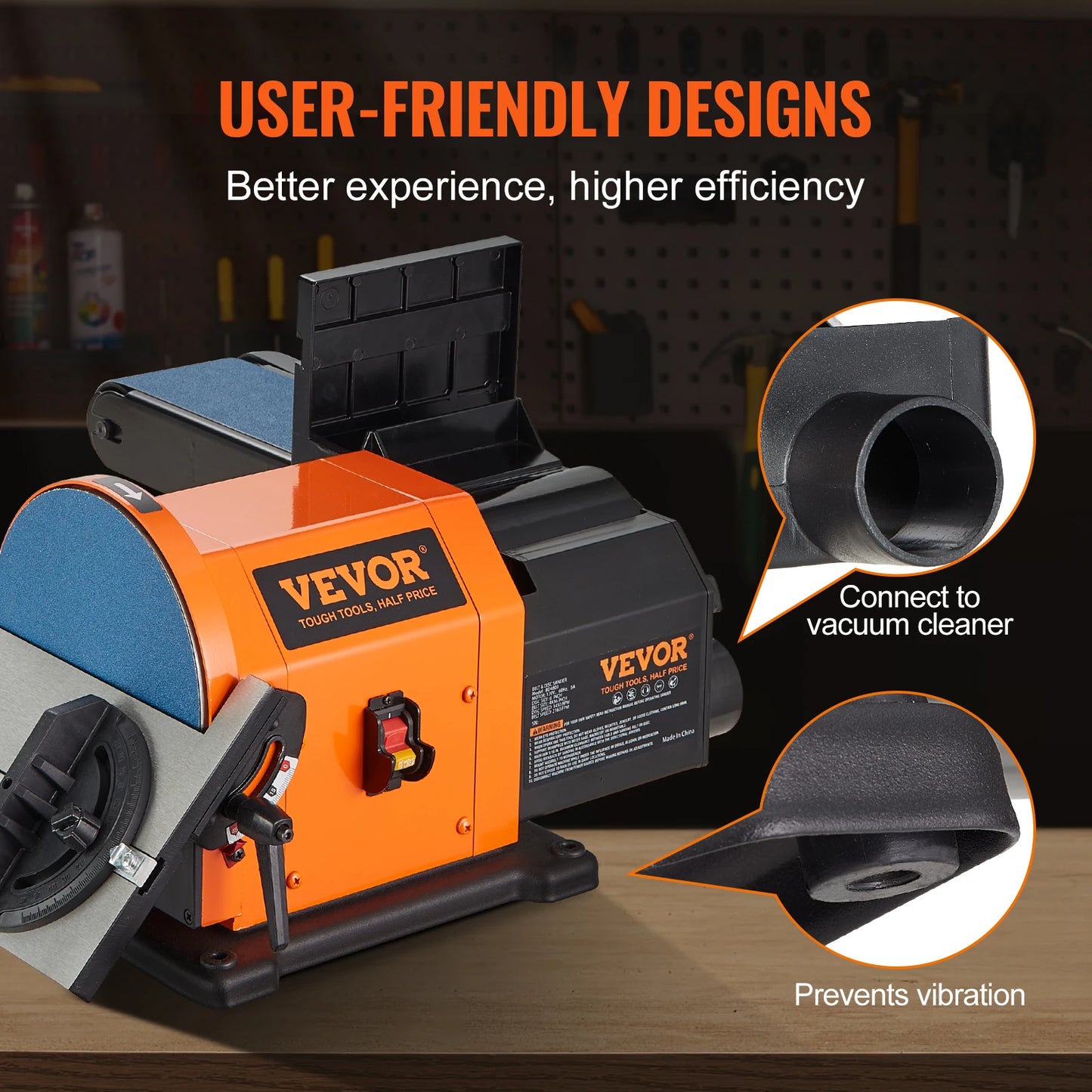 SucceBuy Belt Disc Sander Combo With 5A Induction Motor Woodworking Grinder