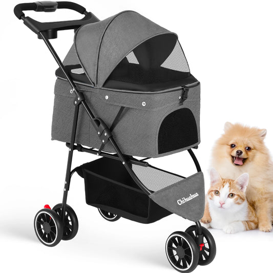 Chihuahua Dog Stroller Foldable With Universal Wheels For Travel