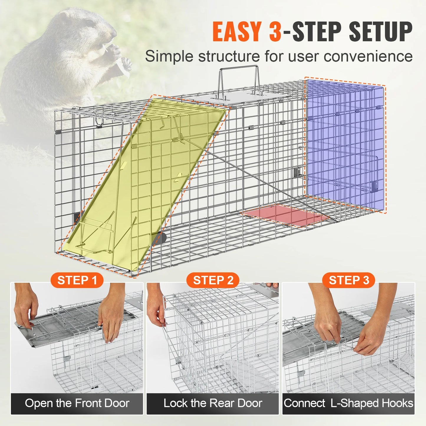 SucceBuy Live Animal Cage Trap With Handle For Cats