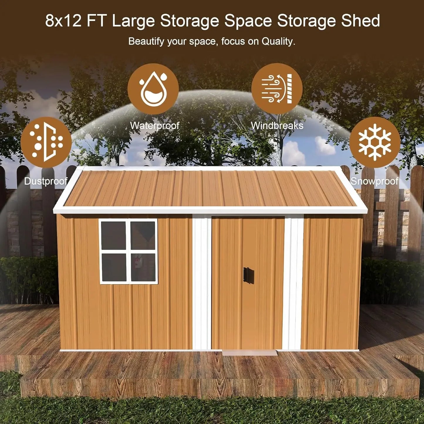 Metal Outdoor Storage Shed With Windows Doors And Ventilation