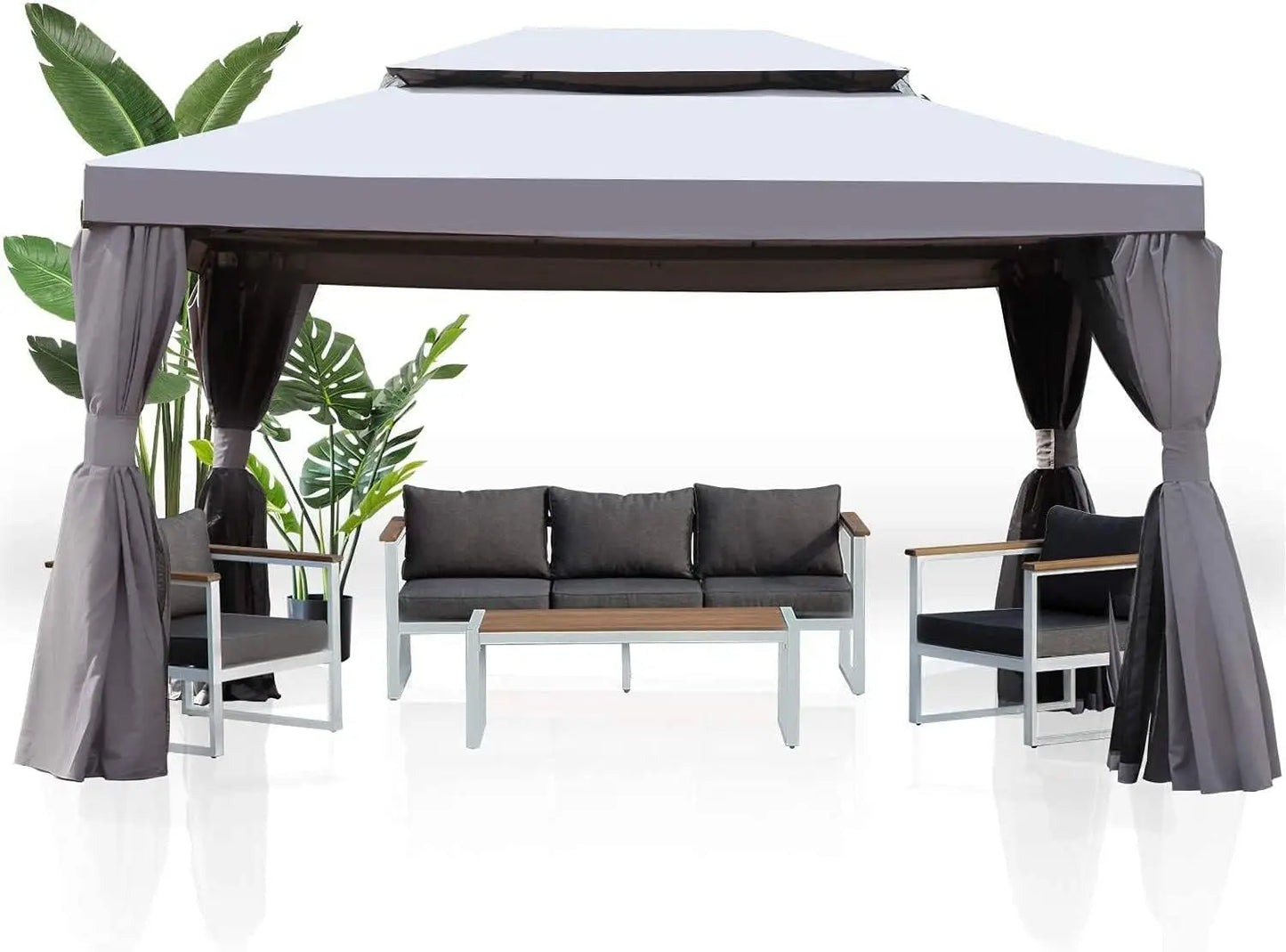 Grand Patio Gazebo With Mosquito Netting And Curtains