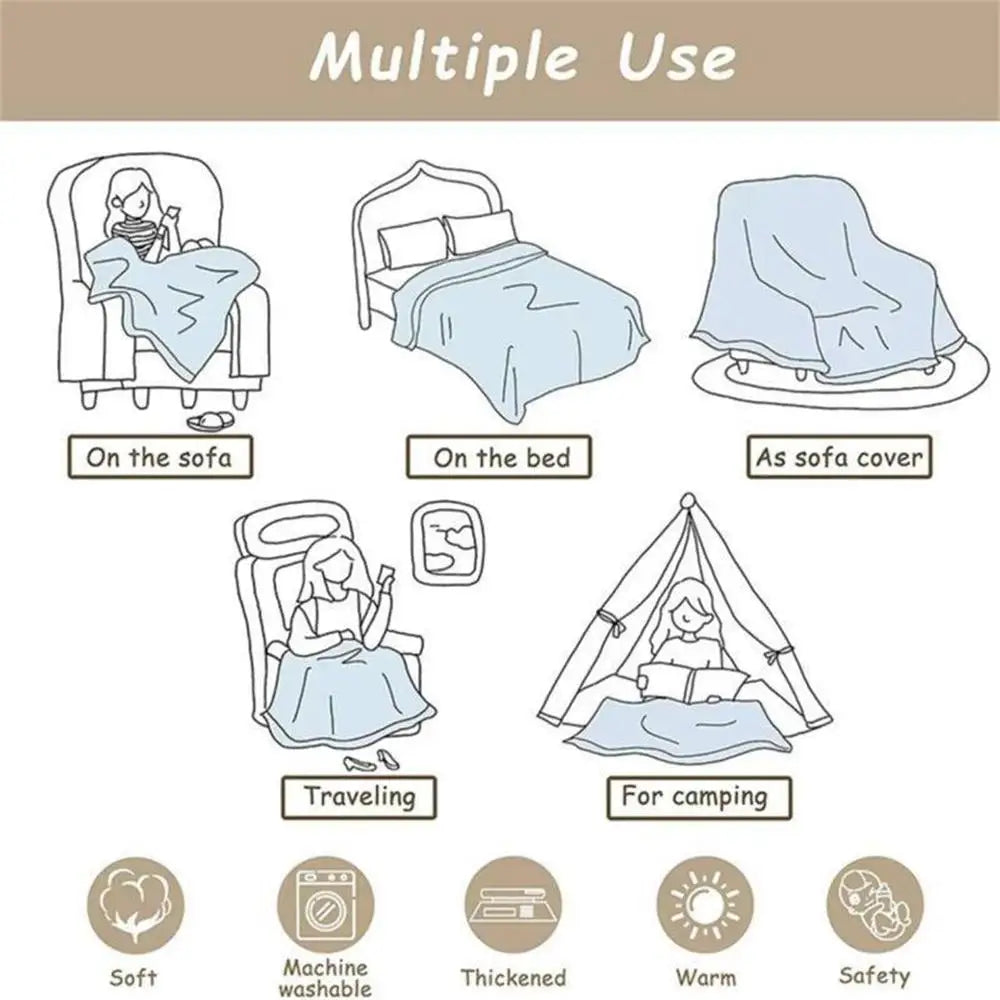 Cozy Bow Blanket Soft Flannel Throw for Sofa and Travel