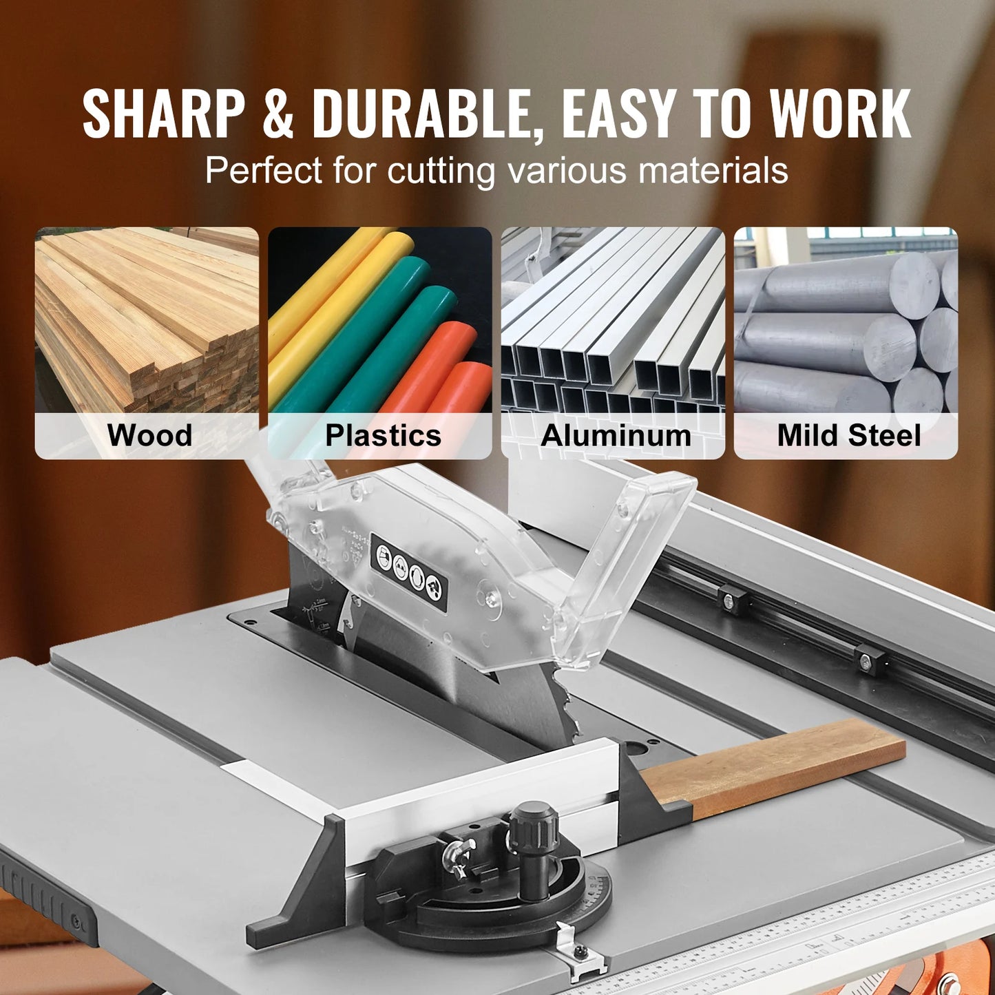 VEVOR Jobsite Table Saw 15 Amp Portable Compact DIY Woodworking