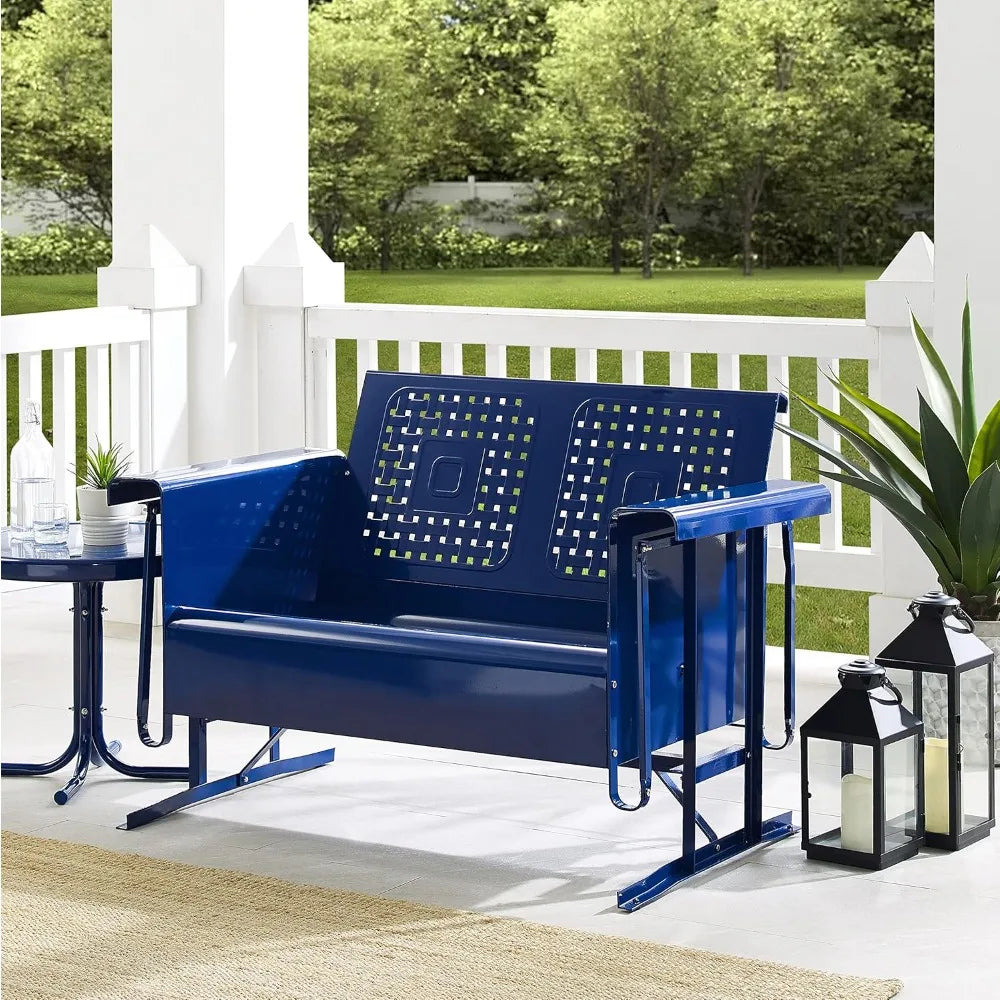 Retro Metal Outdoor Loveseat Glider for Patio