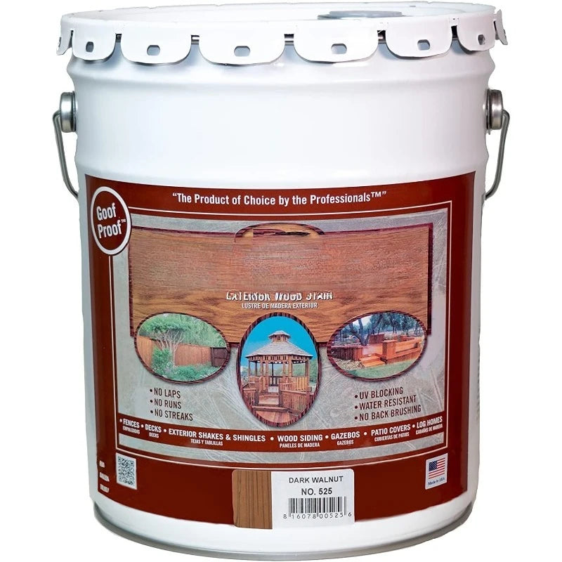 Exterior Stain and Sealer for Wood, 5-Gallon, Dark Walnut