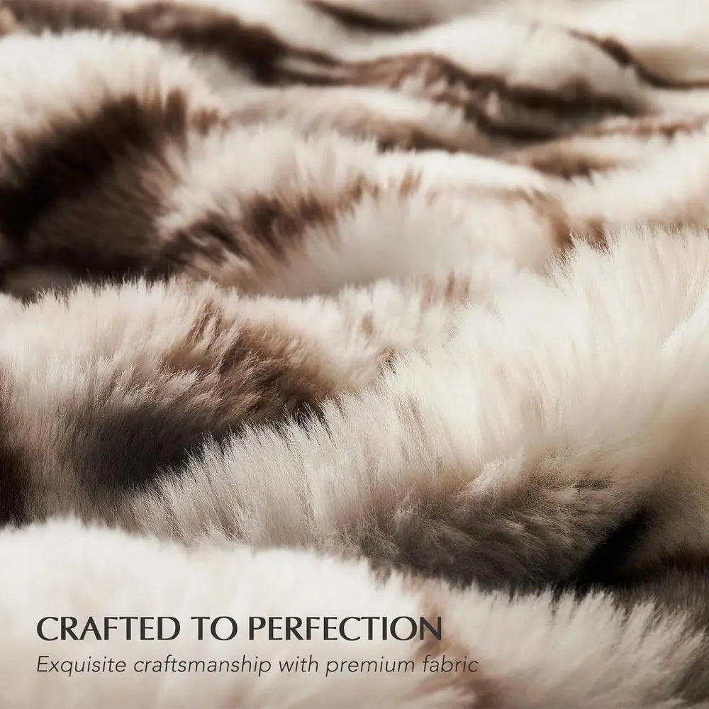 Luxurious Faux Rabbit Fur Blanket Throw for Bed or Couch